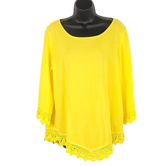 Soft Surroundings Tops Soft Surroundings Rialto Gauze Crochet Trim